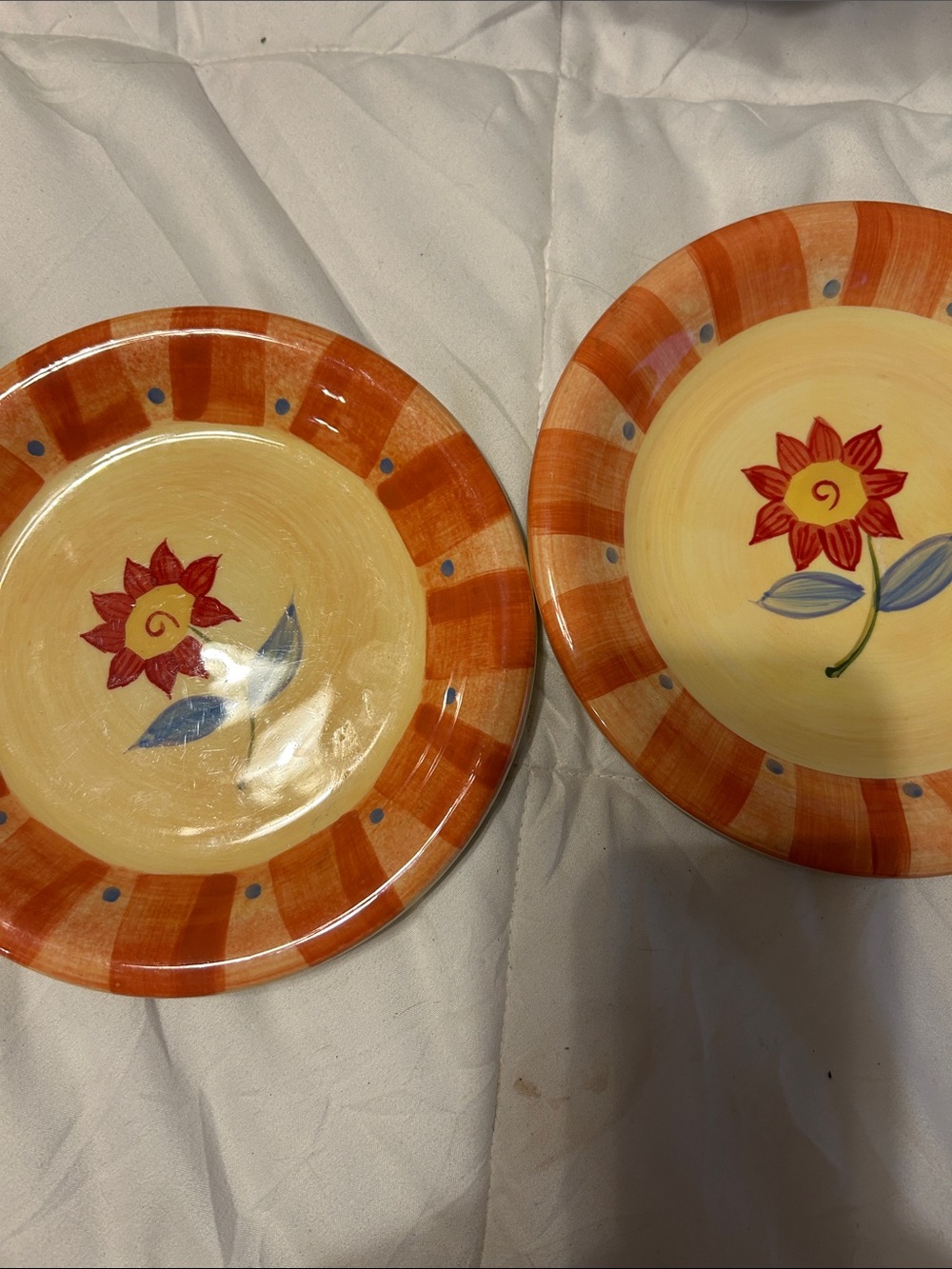 Pfaltzgraff Red Sunflower on Orange-Trim Ceramic small Plates